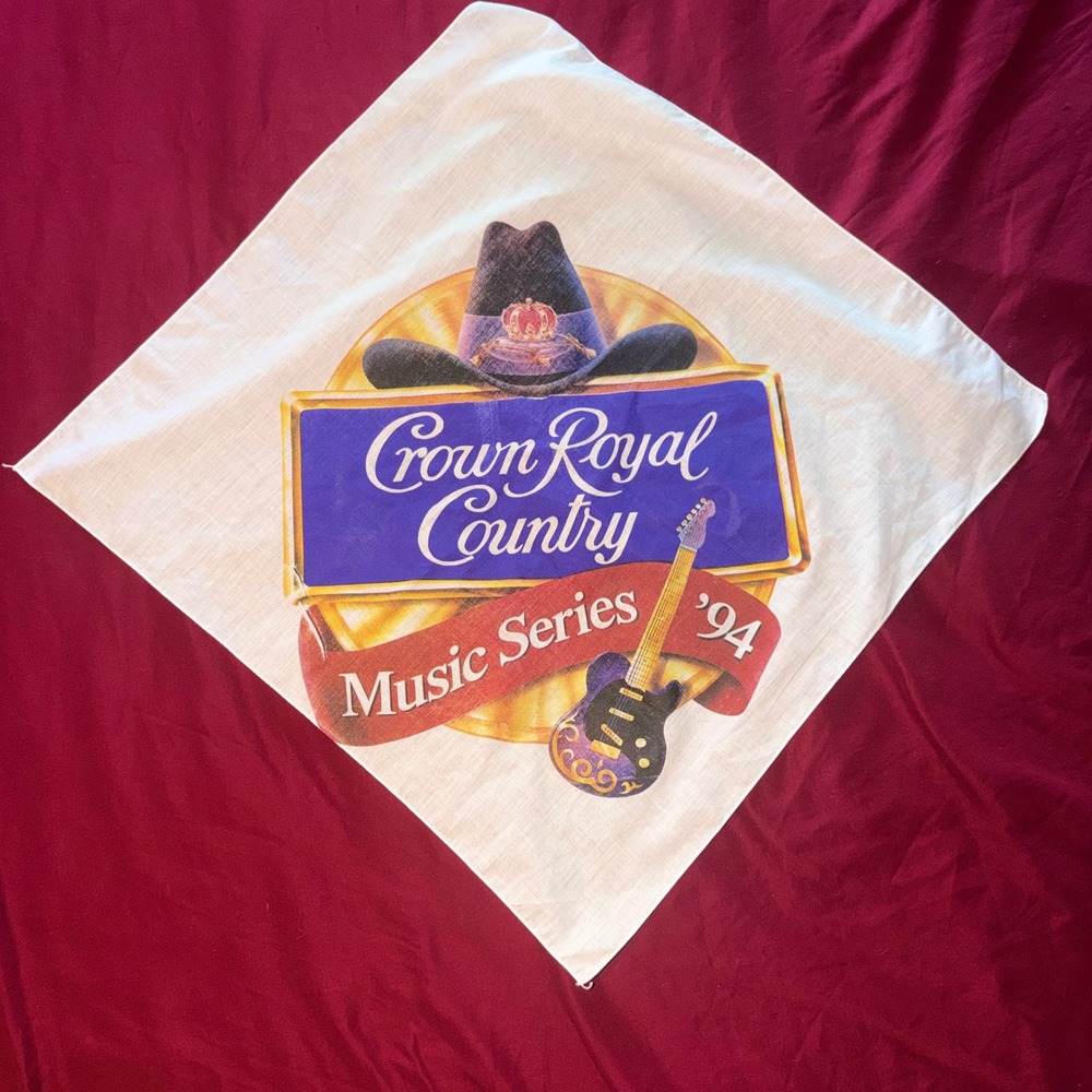 Crown Royal Bandana Unisex OS White 1994 Country Music Series Vintage Americana